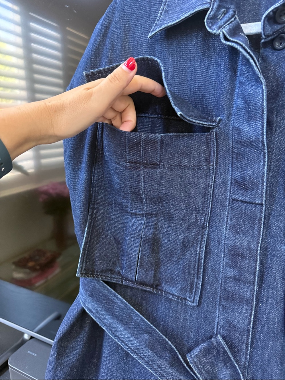 COS Denim Minimalist Belted Dress - Picture 6 of 11